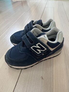 New Balance Kids Navy and Light Gray Velcro Sneakers